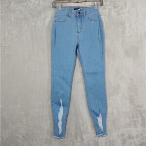 Women's Distressed Skinny Jeans Size 1 by Fashion Nova Back Pockets Frayed Hem